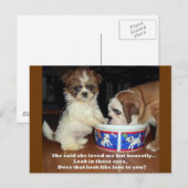 Carte Postale Bulldog anglais et Shih Tzu Puppy (Devant / Derrière)