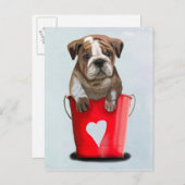 Carte Postale Bulldog Bucket Of Love Red 2 (Devant / Derrière)
