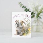Carte Postale Bulldog Chien Maman Florale (Debout devant)