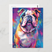 Carte Postale Bulldog coloré (Devant / Derrière)