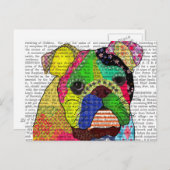 Carte Postale Bulldog Patchwork (Devant / Derrière)