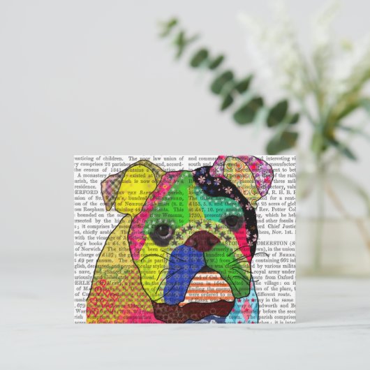 Carte Postale Bulldog Patchwork (Debout devant)