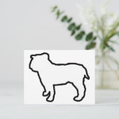 Carte Postale Bulldog Silhouette Blanche (Debout devant)