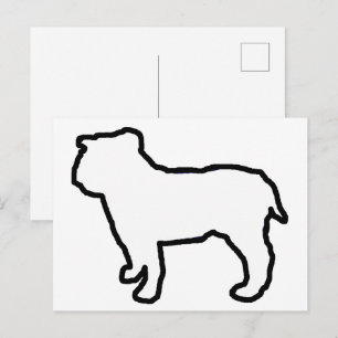Carte Postale Bulldog Silhouette Blanche