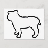 Carte Postale Bulldog Silhouette Blanche (Devant)