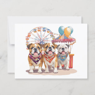 Carte Postale Bulldogs Anglais À Un Carnaval