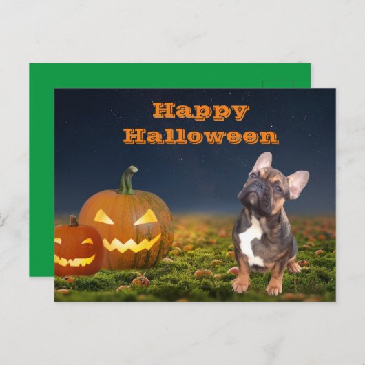 Carte postale bulldogue d'Halloween (Devant / Derrière)