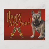 Carte postale bulldogue française du Nouvel An (Devant)