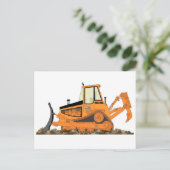 Carte Postale Bulldozer orange (Debout devant)