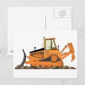 Carte Postale Bulldozer orange (Devant / Derrière)
