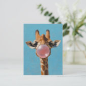 Carte Postale Bulle de bulle rose de girafe (Debout devant)