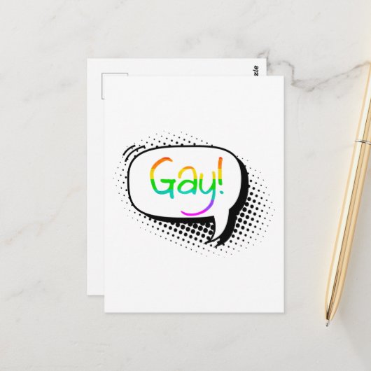 Carte Postale Bulle de dialogue gay (Devant/Arrière en situation)