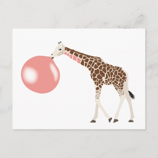 Carte Postale Bulle de gomme Giraffe soufflante bulle (Devant)