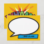 Carte Postale Bulle de texte Fun Retro WHAM Votre Message (Devant / Derrière)