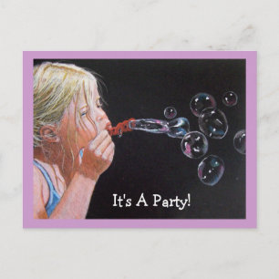 Carte Postale Bulles de Fille : Invitation à la fête d'anniversa
