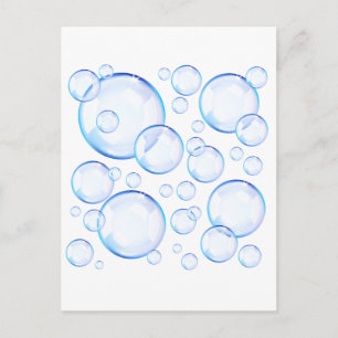 Carte Postale Bulles de savon bleu transparent