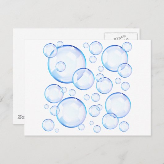 Carte Postale Bulles de savon bleues transparentes (Devant / Derrière)
