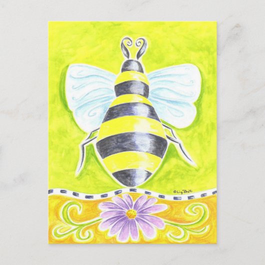 Carte Postale Bumble Bee et Purple Daisy (Devant)