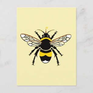 Carte Postale Bumble cool BEE - Insect - Faune - Jaune