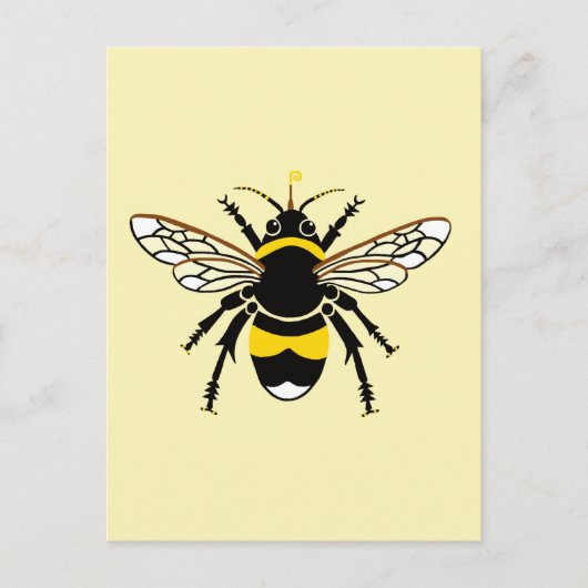Carte Postale Bumble cool BEE - Insect - Faune - Jaune (Devant)