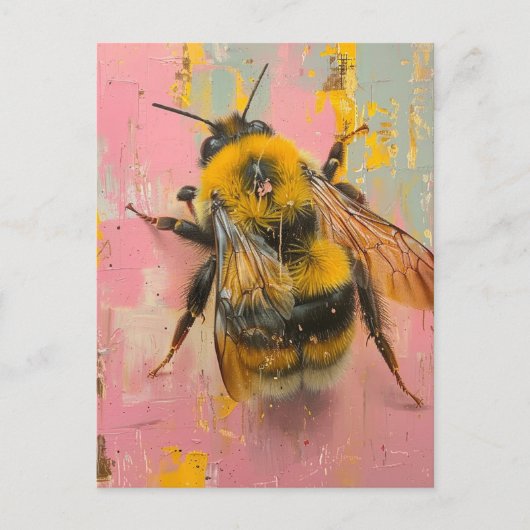 Carte Postale Bumblebebe sur rose et jaune (Devant)
