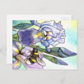 Carte Postale Bumblebee Et Irises (Devant / Derrière)