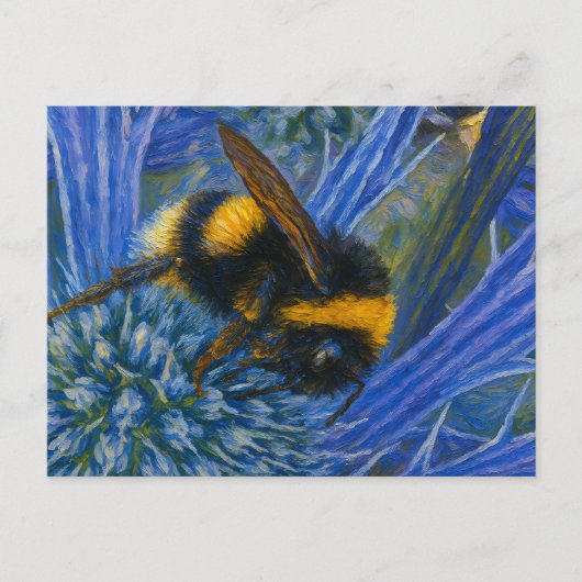 Carte Postale Bumblebee sur le chardon bleu (Devant)
