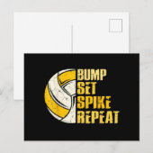 Carte Postale Bump Set Spike Répéter Volleyball Funny (Devant / Derrière)