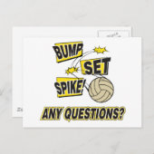 Carte Postale Bump Set Spike Volleyball cadeau (Devant / Derrière)