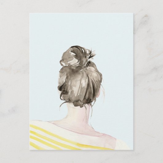 Carte Postale Bun de noeud de cheveux Brown (Devant)