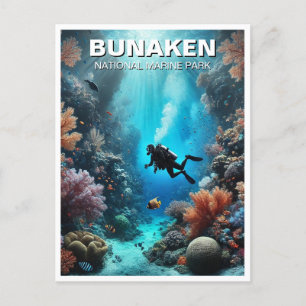 Carte Postale Bunaken Indonésie Scuba Diver