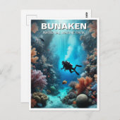 Carte Postale Bunaken Indonésie Scuba Diver (Devant / Derrière)