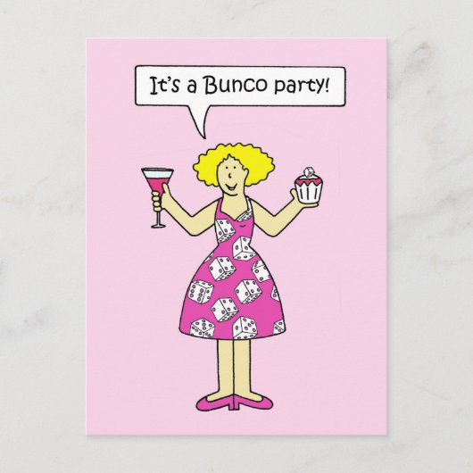 Carte Postale Bunco Party Invitation Dessin Lady (Devant)