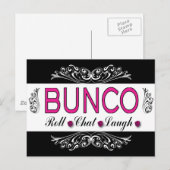 Carte Postale Bunco, Rouleau, Conversation, Rire en rose, noir e (Devant / Derrière)