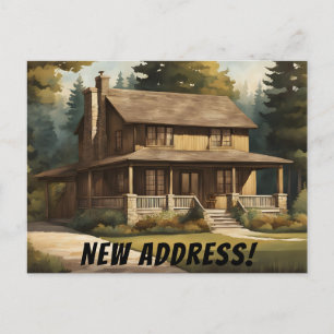 Carte Postale Bungalow rustique dans les bois Nouvelle adresse