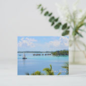Carte Postale Bungalows et bateau à Bora Bora (Debout devant)