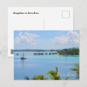 Carte Postale Bungalows et bateau à Bora Bora (Devant / Derrière)