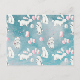 Carte Postale Bunnies Bunny dans le ciel Cute Animal illustratio