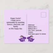 Carte Postale Bunnies pourpres avec Folklore Toucher Texte perso (Dos)