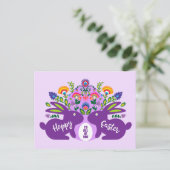 Carte Postale Bunnies pourpres avec Folklore Toucher Texte perso (Debout devant)
