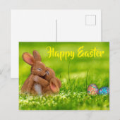 Carte Postale Bunnies Qui S'Accroche. Joyeux Pâques. (Devant / Derrière)