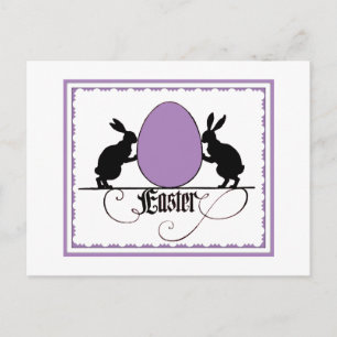 Carte Postale Bunnies rétros et silhouette d'oeuf de Pâques viol
