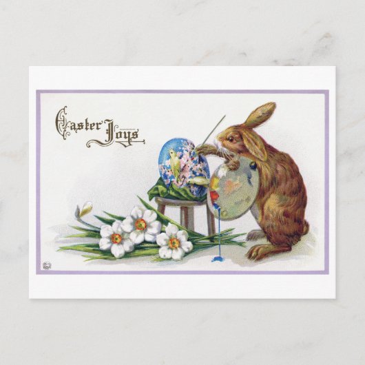 Carte Postale Bunny, artiste vintage de Pâques (Devant)
