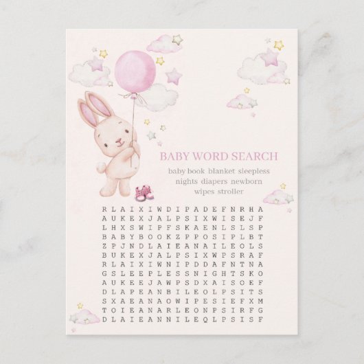 Carte Postale Bunny Baby shower fille jeu (Devant)
