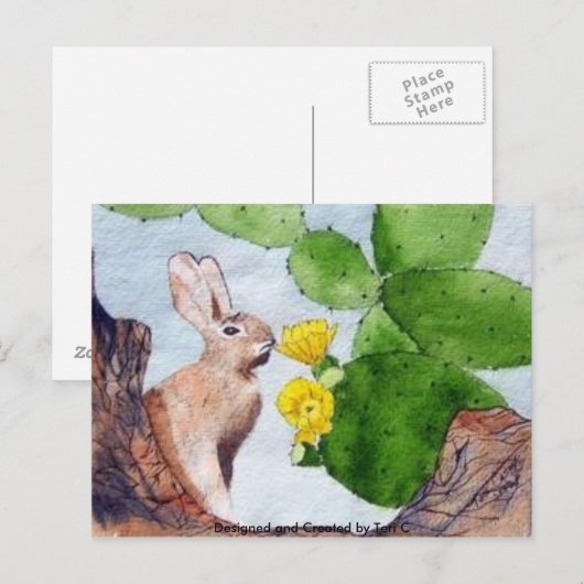 Carte Postale Bunny Cactus (Devant / Derrière)