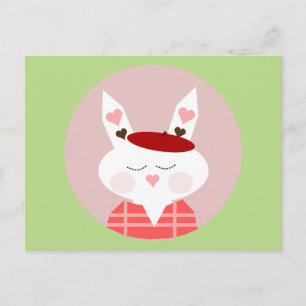 Carte postale Bunny Coeurs amusants