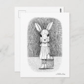 Carte Postale Bunny de Pâques déplaisant Monochrome Horreur Goth (Devant / Derrière)