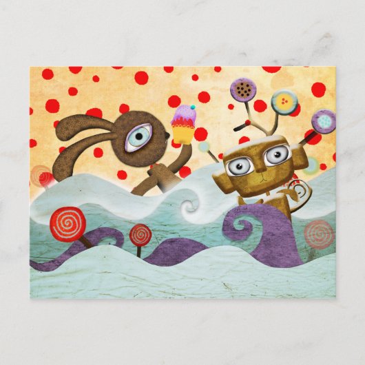 Carte postale Bunny et Monkey (Devant)