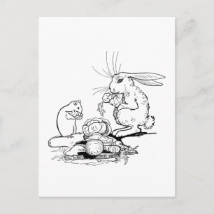 Carte Postale Bunny et souris mangent des Légumes