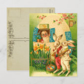 Carte postale Bunny Pâques vintage (Devant / Derrière)